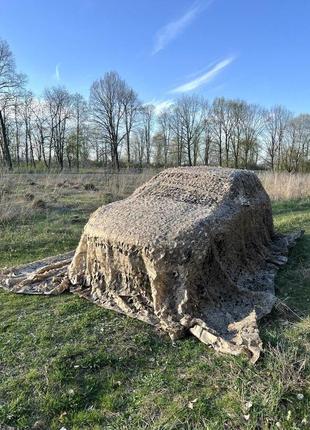 Маскировочная сетка осенняя для автомобиля, пикапа, внедорожника и техники. сухие листья. сухая трава