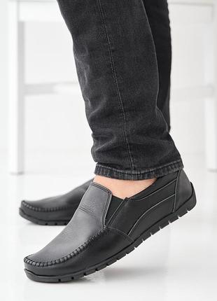 Чоловічі мокасини шкіряні весняно-осінні чорні розмір 43 fv_003236