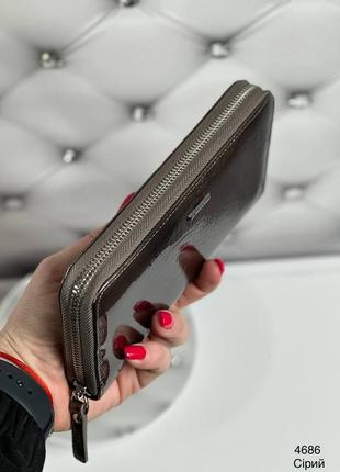 Жіночий стильний та якісний гаманець з натуральної шкіри сірий3 фото