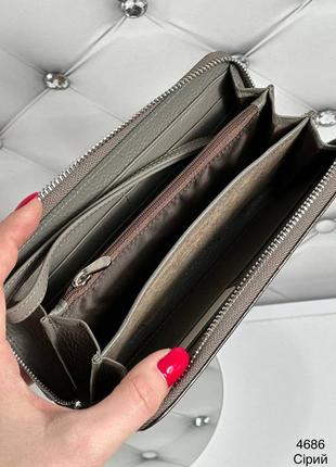 Жіночий стильний та якісний гаманець з натуральної шкіри сірий4 фото