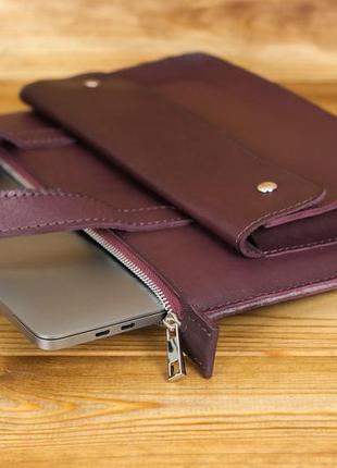 Кожаный чехол для macbook дизайн №42, натуральная кожа итальянский краст, цвет бордо2 фото