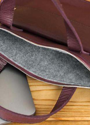 Кожаный чехол для macbook дизайн №42, натуральная кожа итальянский краст, цвет бордо3 фото