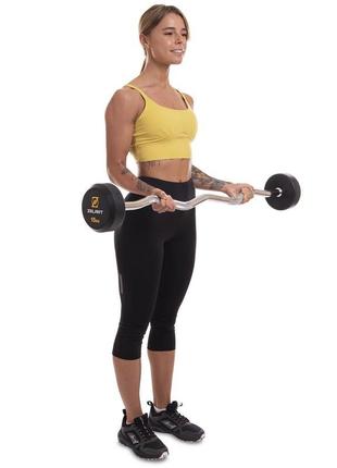 Штанга фіксована вигнута прогумована zelart rubber coated barbell ta-2687-15 довжина-95 см 15 кг7 фото