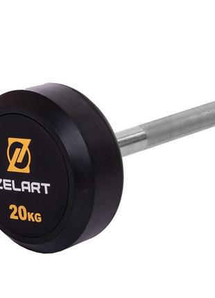 Штанга фиксированная прямая обрезиненная zelart rubber coated barbell ta-2685-20 длина-95см 20кг3 фото