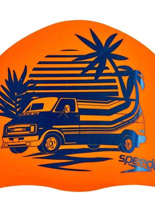 Шапочка для плавания speedo slogan print 808385c859 оранжевый-синий