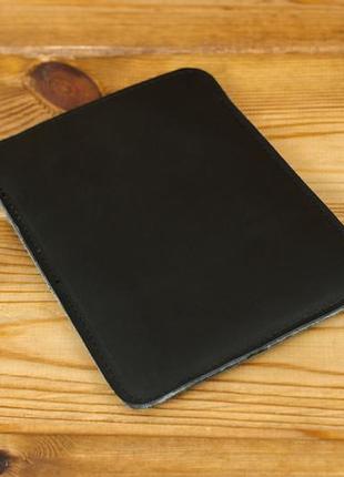 Кожаный чехол для ipad дизайн №1 с войлоком, натуральная кожа итальянский краст, цвет черный4 фото