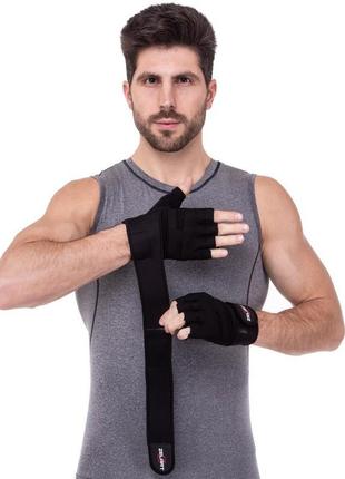 Перчатки для фитнеса и тяжелой атлетики кожаные zelart sb-161086 s-xxl черный9 фото