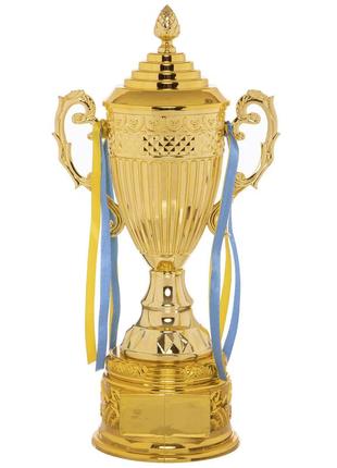 Кубок спортивный с ручками и крышкой zelart carved qy078b высота 44см золото