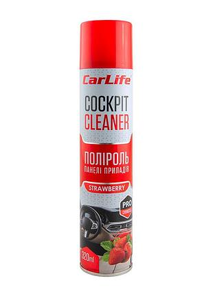 Полироль для панели приборов carlife cockpit cleaner клубника, 320мл