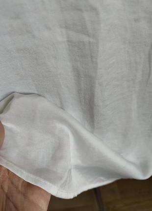 Біла блузка зі вставками атласна сатінова6 фото