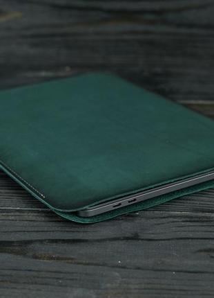 Шкіряний чохол для macbook дизайн №1, натуральна шкіра італійський краст, колір зелений