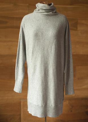Сірий кашеміровий подовжений светр під горло жіночий twist&tango, розмір s, m