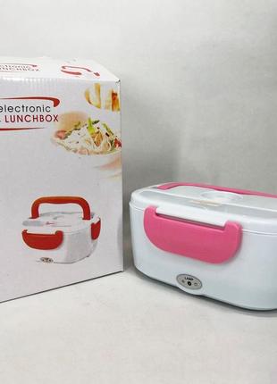 Ланч бокс электрический с подогревом lunch heater 220 v pro, ланч бокс от сети. цвет: розовый6 фото