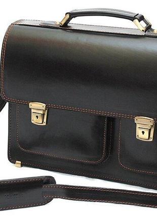 Кожаный стильный портфель ручная работа handmade хендмейд черний