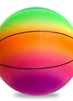 Мяч резиновый баскетбольный legend ba-1900 22см радужный2 фото