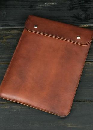 Кожаный чехол для macbook дизайн №38, натуральная кожа итальянский краст, цвет коричневый оттенок вишня