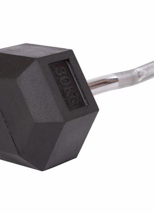 Штанга фиксированная изогнутая обрезиненная rubber hexagon barbell zelart ta-6231-30 длина-95см 30кг3 фото