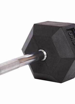 Штанга фиксированная изогнутая обрезиненная rubber hexagon barbell zelart ta-6231-30 длина-95см 30кг4 фото