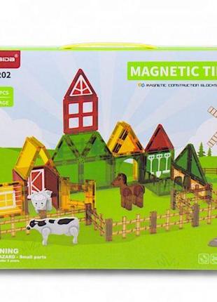 Конструктор магнітний "magnetic tiles: ферма", 46 деталей пластик різнобарв'я