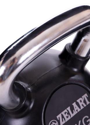 Гиря гумова з хромованою ручкою zelart ta-5162-24 вага 24 кг чорний5 фото