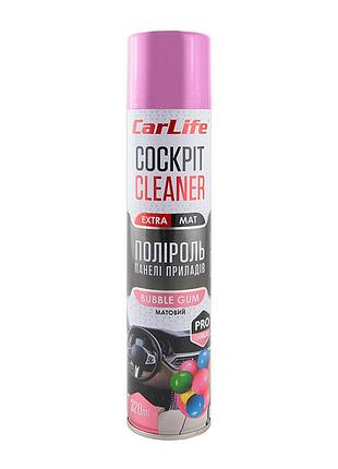 Полироль для приборной панели carlife cockpit cleaner extra mat бабл-гам 320мл
