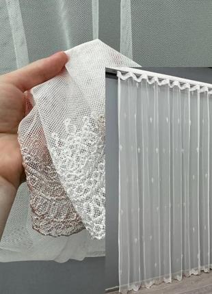 Тюль грек сітка з вишивкою. колір молочний з пудровим