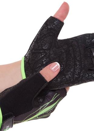 Перчатки для фитнеса и тренировок zelart sb-161743 xs-m черный-салатовый4 фото