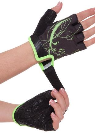 Перчатки для фитнеса и тренировок zelart sb-161743 xs-m черный-салатовый3 фото