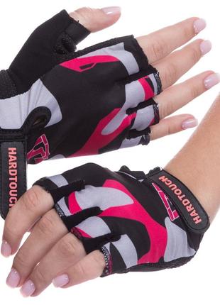 Рукавиці для фітнесу та тренувань hard touch fg-009 xs-l чорний-рожевий