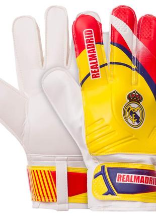 Рукавиці воротарські real madrid ballonstar fb-0187-9 розмір 8-10 червоний-жовтий