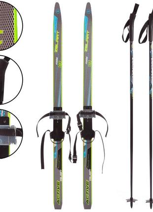 Лыжи беговые подростковые в комплекте с палками zelart sk-0881-140b цвета в ассортименте3 фото