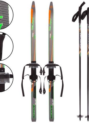 Лыжи беговые подростковые в комплекте с палками zelart sk-0881-140b цвета в ассортименте2 фото