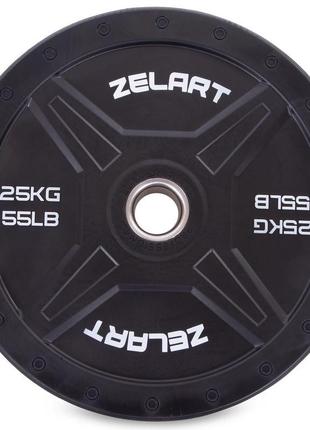 Диски (диски) бамперні для кросфіту zelart bumper plates ta-2258-25 51 мм 25 кг чорний2 фото