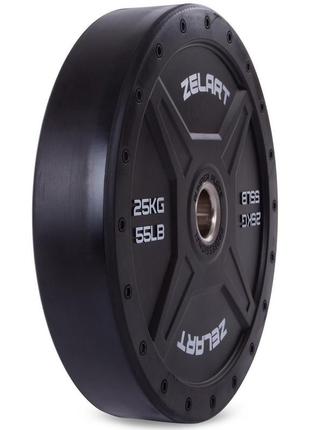 Диски (диски) бамперні для кросфіту zelart bumper plates ta-2258-25 51 мм 25 кг чорний3 фото