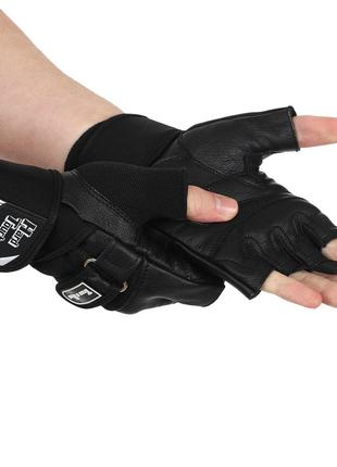 Перчатки для кроссфита и воркаута кожаные hard touch bc-9526 s-xl черный3 фото