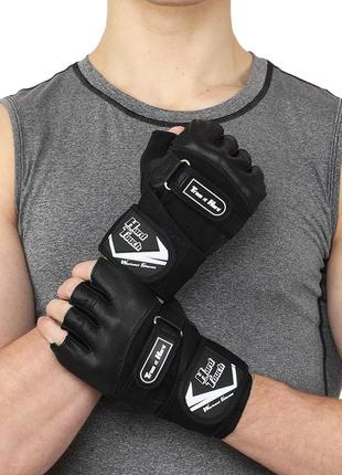Перчатки для кроссфита и воркаута кожаные hard touch bc-9526 s-xl черный7 фото