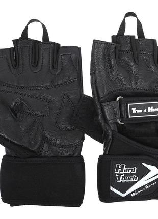 Перчатки для кроссфита и воркаута кожаные hard touch bc-9526 s-xl черный5 фото