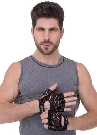 Перчатки для фитнеса и тренировок zelart sb-161967 s-l черный-коричневый7 фото