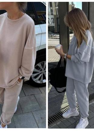 Костюм зі спущеними плечами з кофтою oversize та джоггерами 48-52
