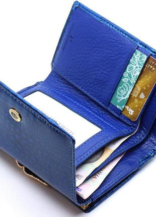 Синій лаковий жіночий гаманець із натуральної шкіри з тисненням st leather s1201а4 фото