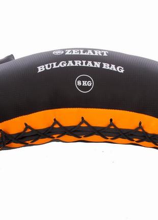 Мешок болгарский тренировочный zelart bulgarian bag fi-5024-8 8кг черный-оранжевый3 фото