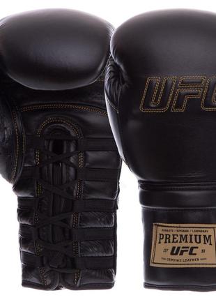 Перчатки боксерские кожаные ufc pro prem lace up uhk-75046 16 унций черный