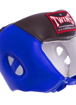 Шлем боксерский открытый кожаный twins hgl8-2t l синий-черный