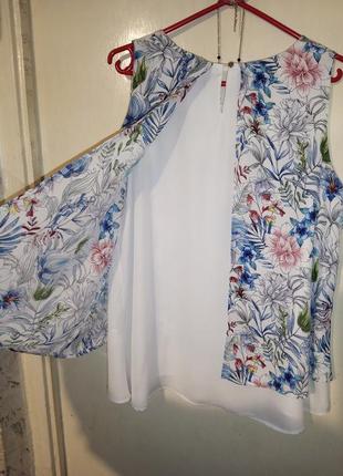 Чудова блузка-трапеція у квітковий принт,2-ух шарова,великого розміру,bexleys7 фото
