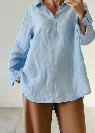 Блуза сорочка рубашка zara льон лляна h&amp;m5 фото