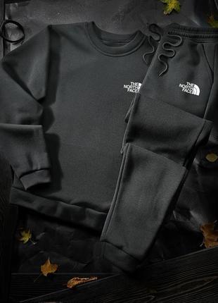 Мужской спортивный костюм на флисе the north face черного цвета | теплый свитшот и штаны зе норс фейс на зиму