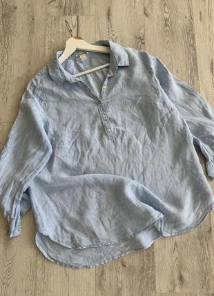 Блуза сорочка рубашка zara льон лляна h&amp;m8 фото