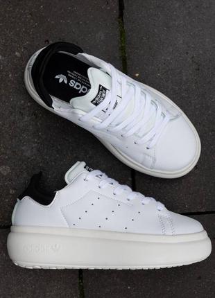 Женские кроссовки adidas stan smith pf white black9 фото