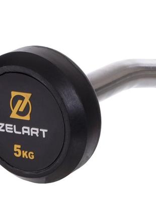 Штанга фіксована вигнута прогумована zelart rubber coated barbell ta-2687-5 довжина-95 см 5 кг3 фото