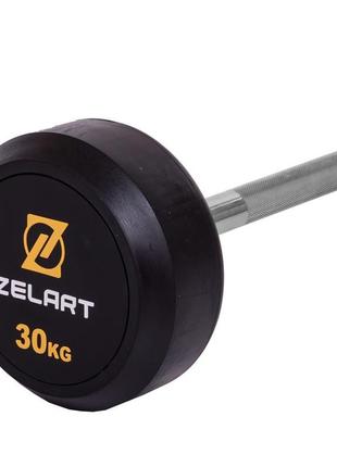 Штанга фиксированная прямая обрезиненная zelart rubber coated barbell ta-2685-30 длина-95см 30кг3 фото